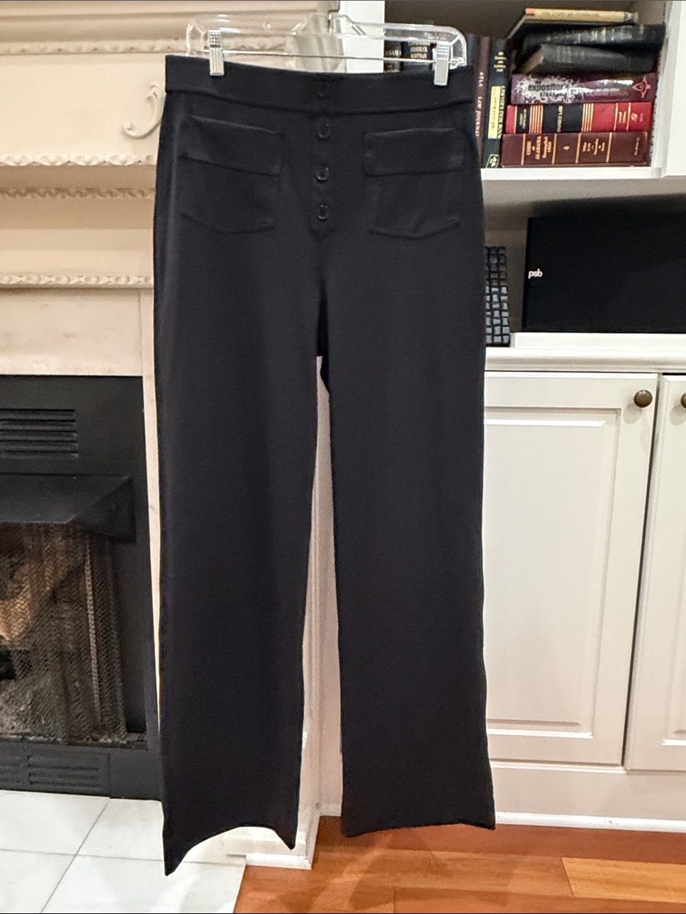 Halara Black Wide Leg Casual Pants Large Tall High Waisted Button Detail Comfort - Picture 7 of 13